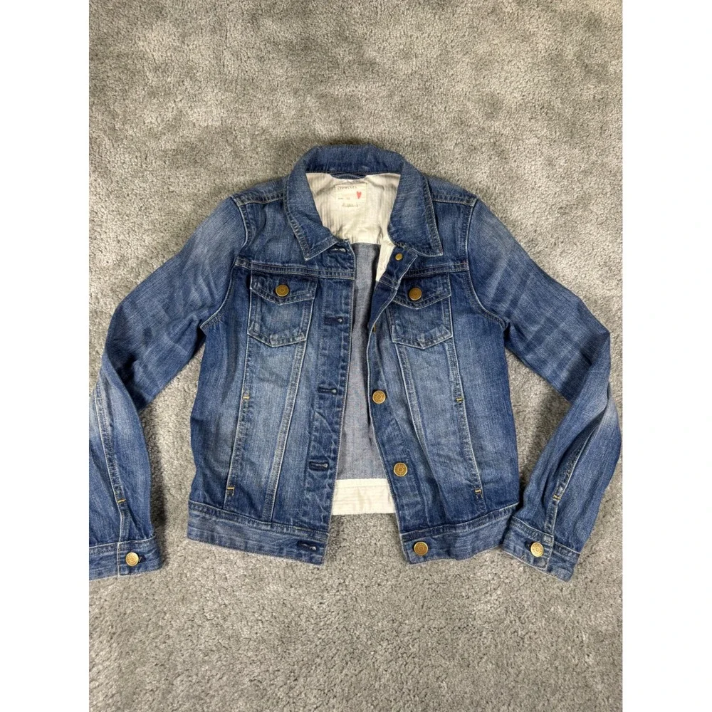 Crewcuts J.Crew Girls Denim Jacket Size 12 Medium Wash Blue Trucker Jean Jacket